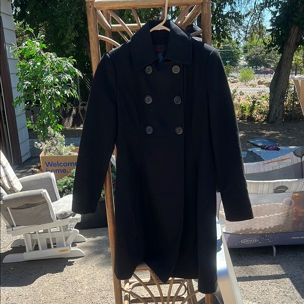 Women's Black Double-Breasted Coat